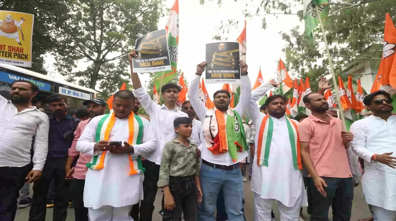 Lucknow News: अमित शाह के इस्तीफे की मांग को लेकर युवा कांग्रेस का जोरदार प्रदर्शन